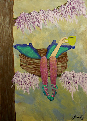 Time for the Fae Original Painting by Jeanne Fry Tea Time for the Fae Original Painting by Jeanne Fry