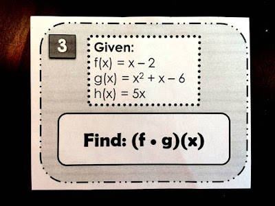 Function Operations task cards for Algebra 2