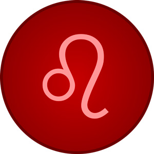 Una imagen del signo del zodiaco Leo dentro de un fondo rojo