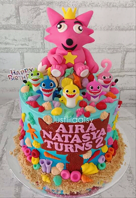 Just Lildaisy Ampang Pink Fong Babyshark Dodo Theme Cake