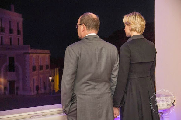 Princess Charlene of Monaco and Prince Albert of Monaco watched the "Good Friday Procession" from the palace balcony on April 3, 2015 in Monaco.