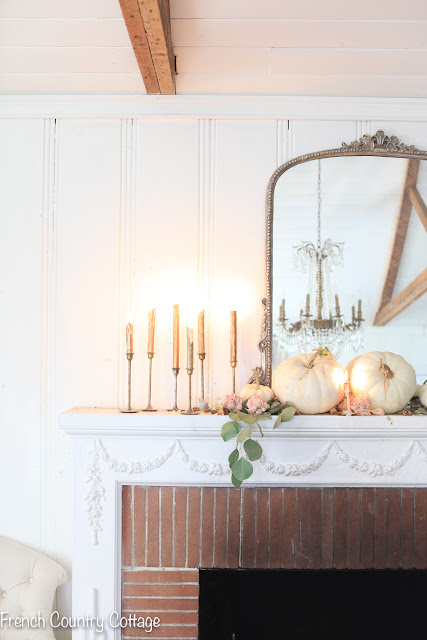 Just 3 things for a romantic autumn fireplace mantel styling