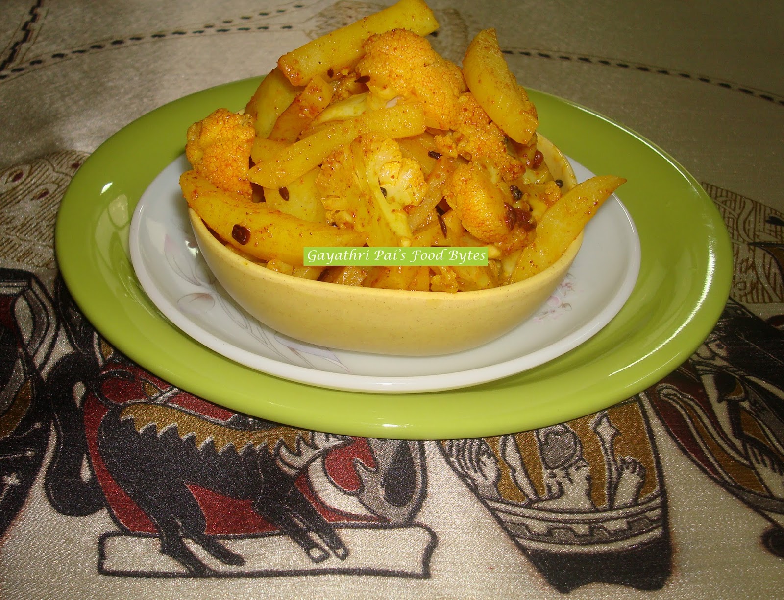 Gayathri Pai's Food Bytes Cauliflower Potato Upkari.