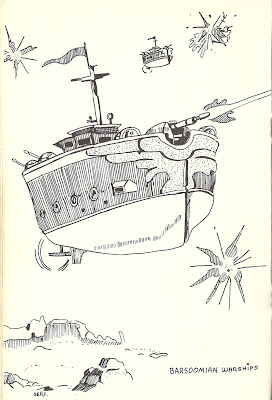 Pictures of Martian warships from Gygax and Blume's magnificent 'Warriors of Mars'