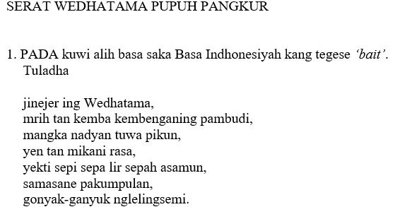 Pasinaon Basa Jawa Serat Wedhatama Pupuh Pangkur