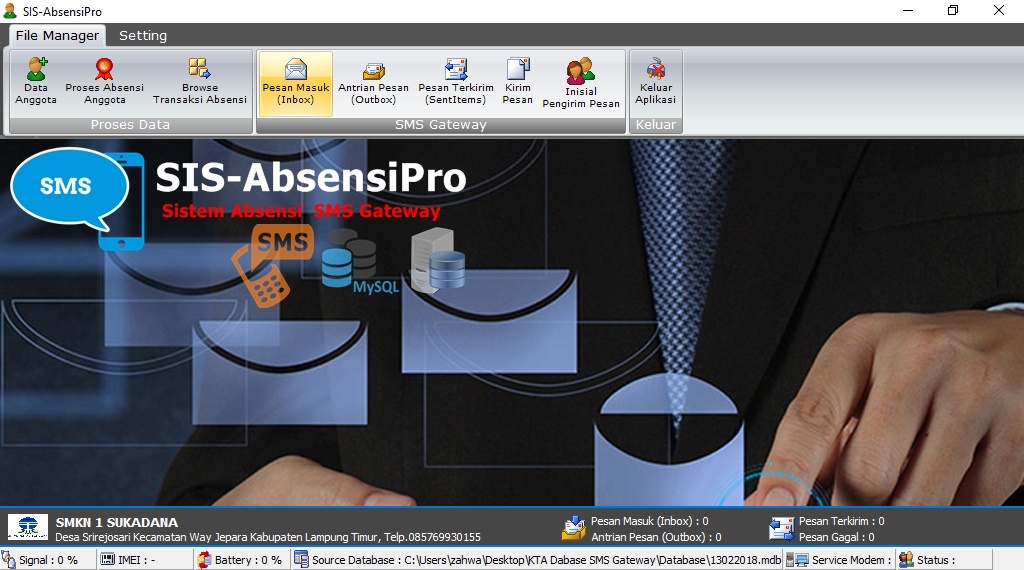 Absensi Barcode Scanner Berbasis VB6 Dilengkapi SMS Gateway Gudang