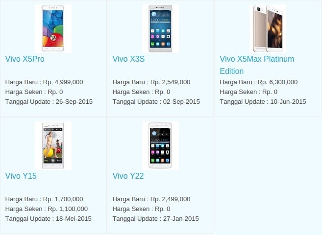 Daftar Harga Hp Terbaru Vivo Juni 2016 Daftar Harga Hp Terbaru Vivo Juni 2016