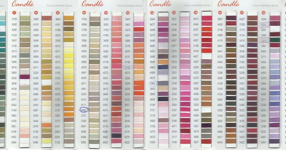 Embroidery Impression Candle Thread Shade Card