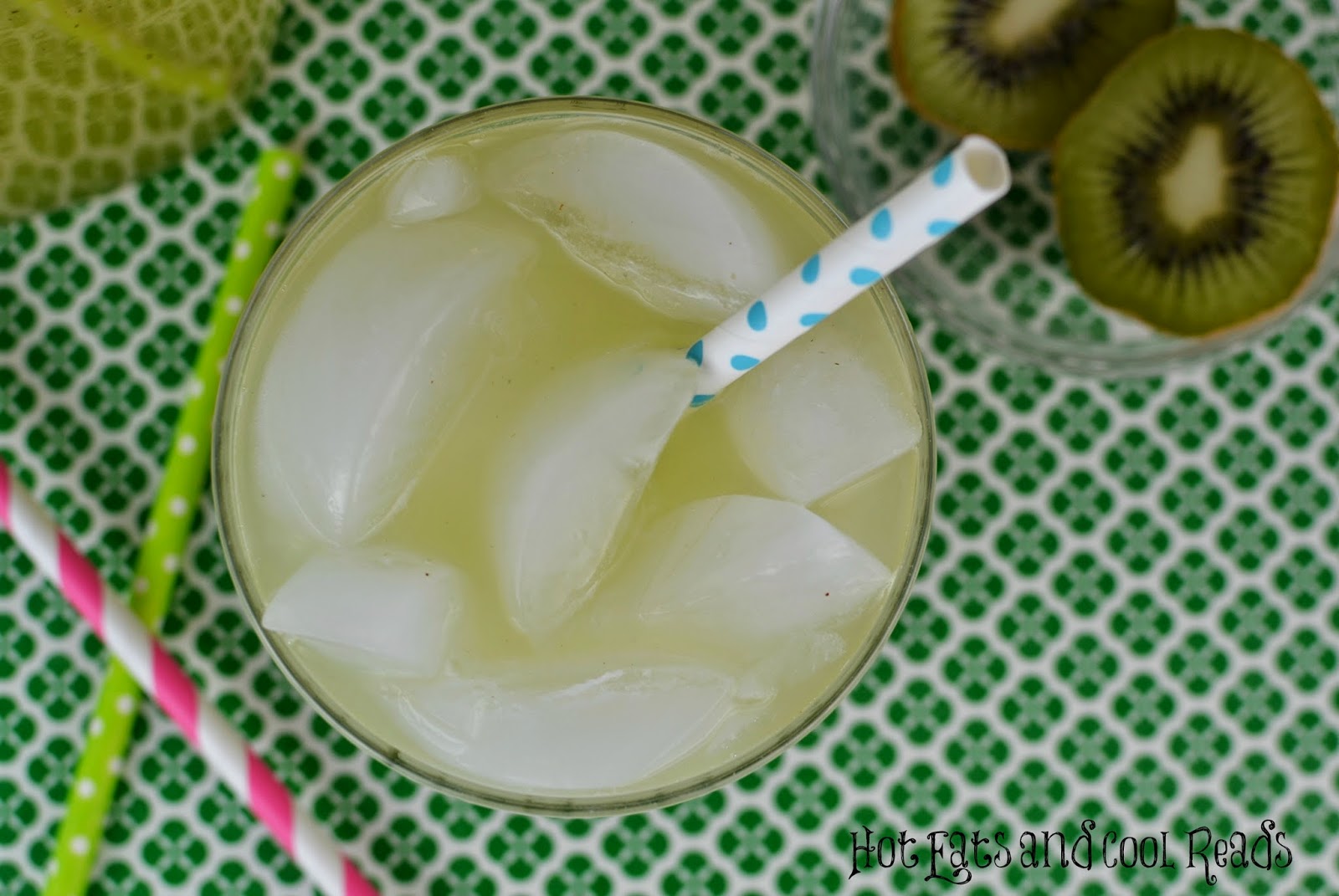 Refreshing drink for a warm, sunny day! Add your favorite liquor for an adult beverage! Kiwi Lemonade from Hot Eats and Cool Reads! 