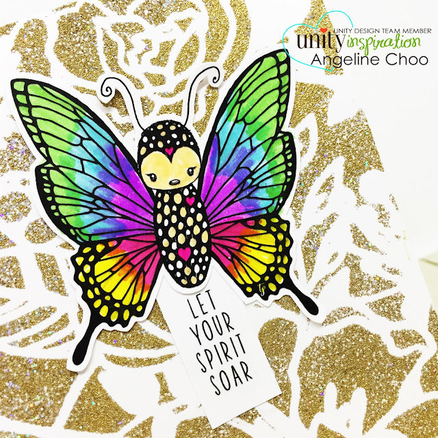 ScrappyScrappy: April Unity Stamp Blog Hop - Cuddlebug Butterfly #scrappyscrappy #unitystampco #cuddlebug #youtube #quicktipvideo #video #card #cardmaking #papercraft #stamp #stamping #cuddlebugbutterfly #butterfly #rainbowbutterfly #embossstencil #dearlizzy #africangold #glitteremboss 