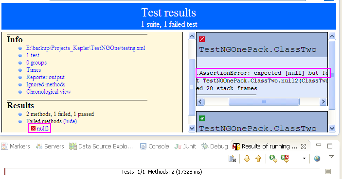 Selenium WebDriver Assertion assertNull Example With TestNG