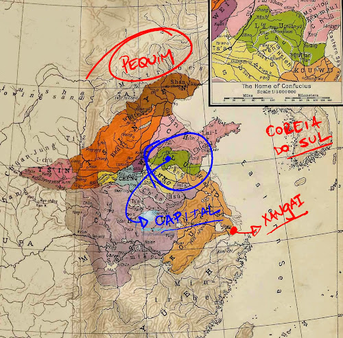 Mapa indicando a província de Lu, no Período das Primaveras e Outonos da China Antiga