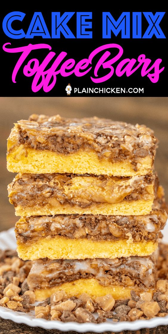 Cake Mix Toffee Bars Healthy Snacks Dairy Free