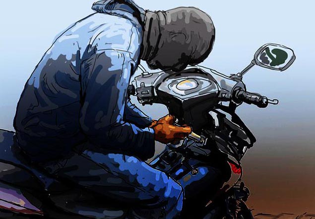 Ilustrasi pencuri sepedamotor Ilustrasi pencuri sepedamotor