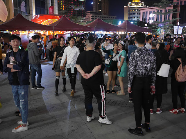 people gathered for Halloween activities at Central Power Plaza in Zhongshan