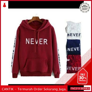 FNC219S24 Sweater Hodie Never Give Wanita Up Babyterry Serba 50 Ribuan