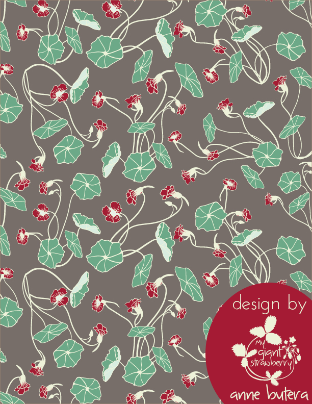 nasturtiums, surface pattern design, Anne Butera, My Giant Strawberry