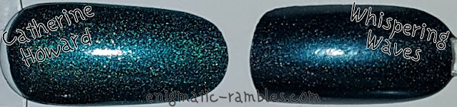 Swatch A England Catherine Howard Tudoresque Collection Vs Whispering Waves Swatch A England Catherine-Howard-Tudoresque-Collection-Compared-Comparison-Vs-Whispering-Waves
