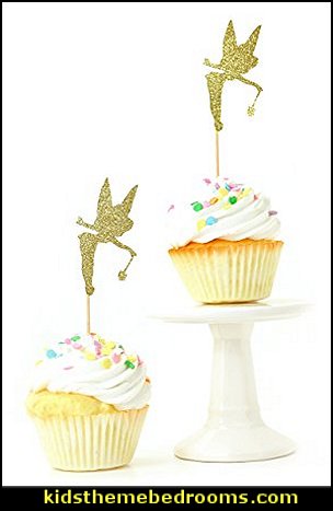 Tinkerbell Gold Glitter Cupcake Toothpick Toppers tinkerbell party supplies - Tinkerbell party decorations - Disney fairies party supplies - party themes fairies - tinkerbell peter pan party supplies - tinkerbell costume - disney fairy costume - tinkerbell balloons - Pixie Fairy Charms party favor Tinkerbell Gold Glitter Cupcake Toothpick Toppers