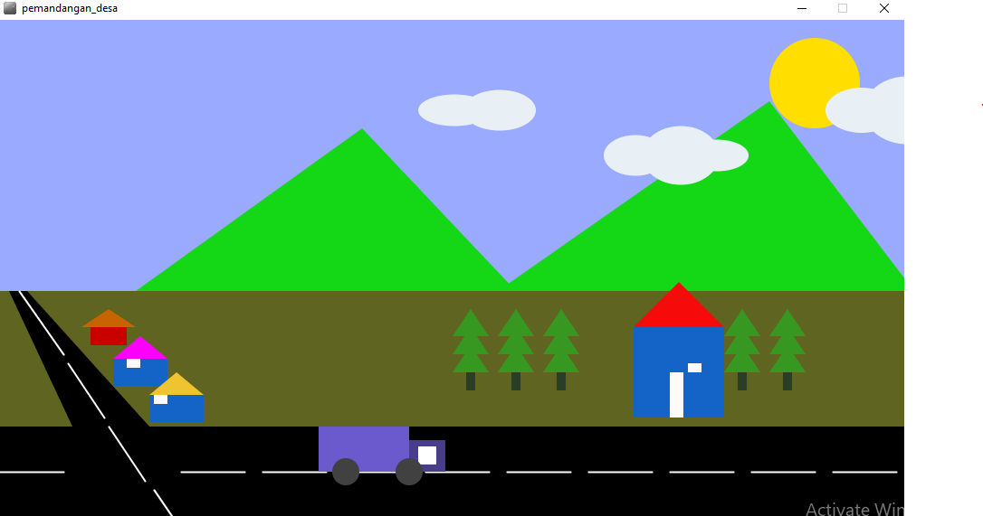 Processing Animasi Pemandangan Desa Bergerak - Piknik Global