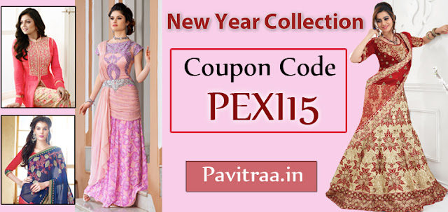 New Year 2016 makar sankranti republic day valentine day special offer on sarees salwar suits kurtis gown and lehenga online collection at pavitraa.in