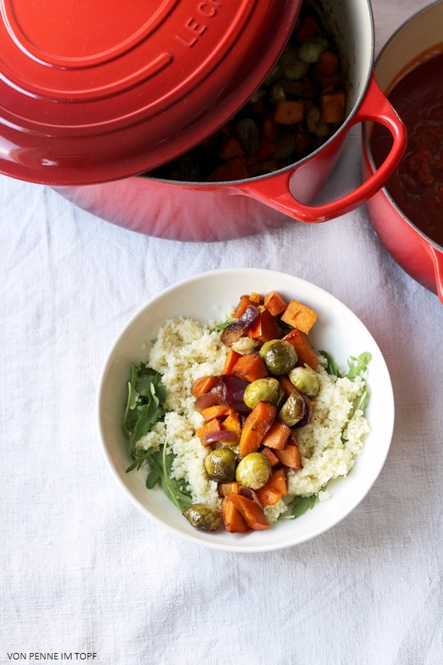 Penne im Topf: Herbstliches Balsamico-Ofengemüse mit Couscous und ...