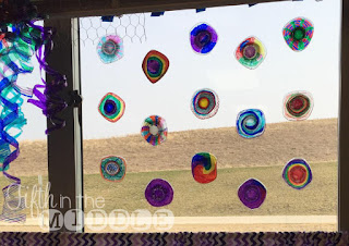 Recycled Chihuly-inspired art using clear Solo cups and markers