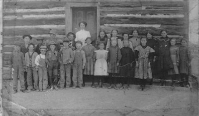 Sanford Colorado, Hazel Mickelsen, Glen Hostetter, school, one room, log cabin, paddle