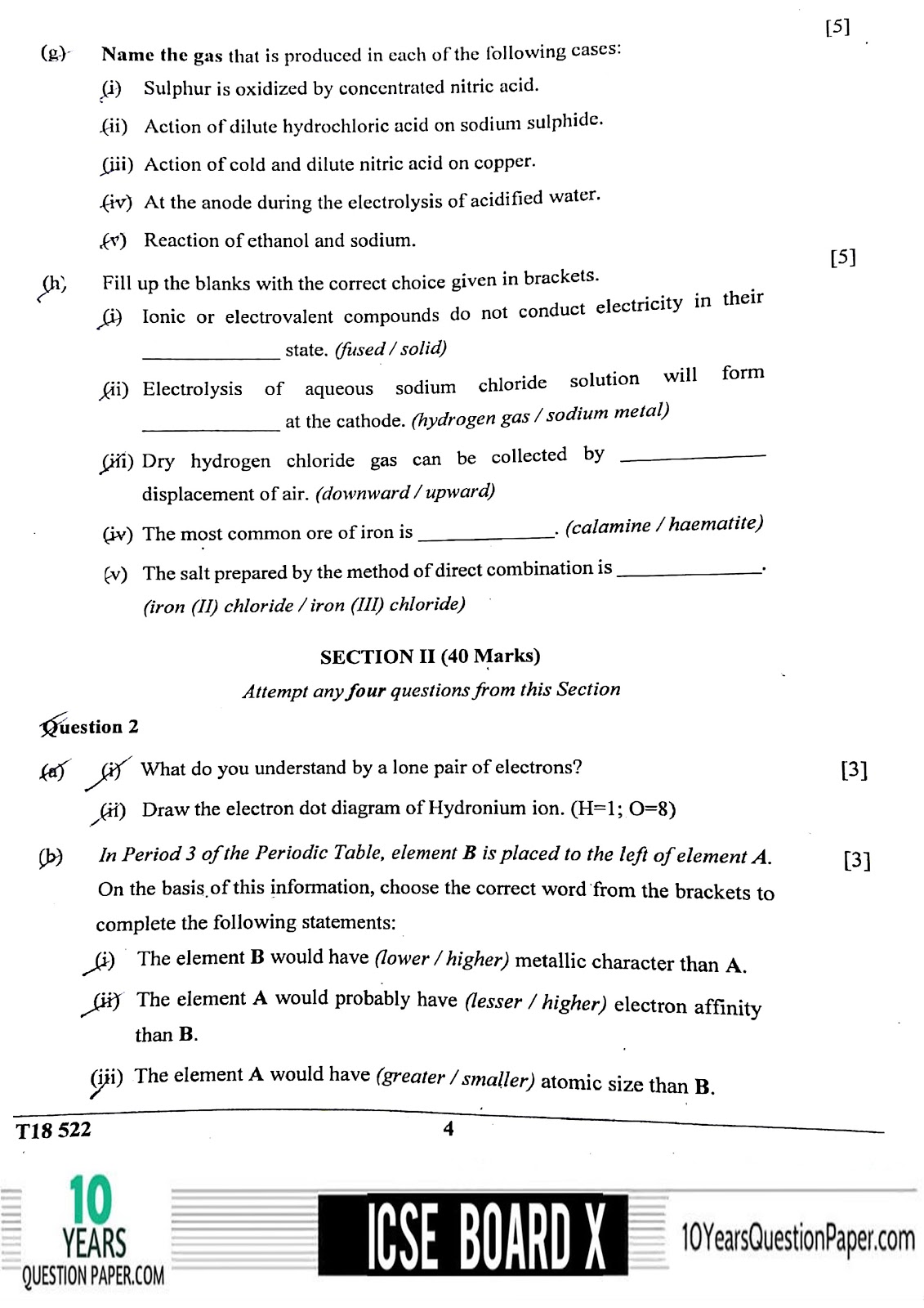ICSE 2018 Science Chemistry board question paper for Class X ICSE Board 2018 class 10th Chemistry question paper Download page-04