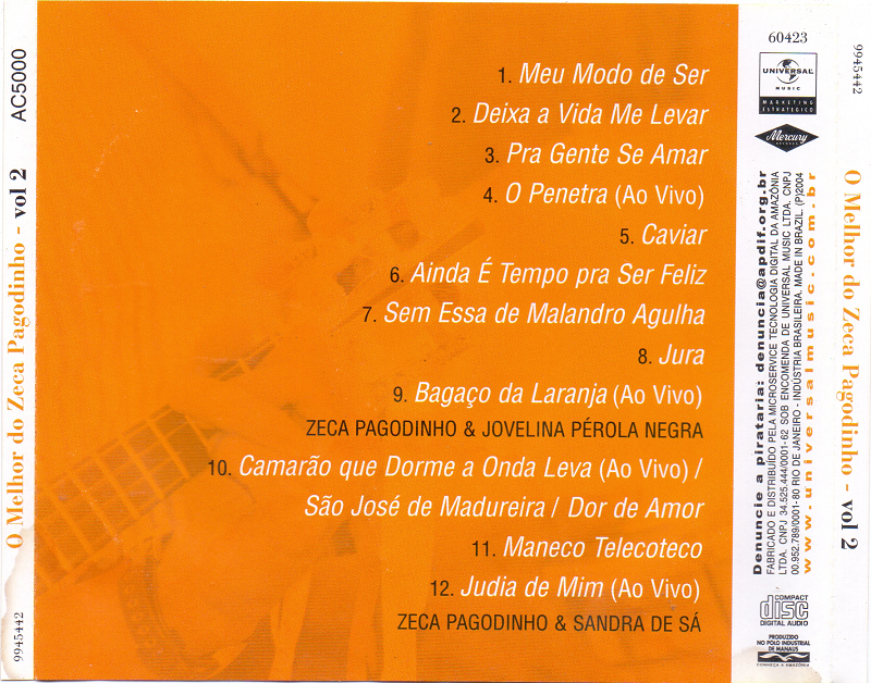 Samba & Pagode Flac As Melhores Do Zeca Pagodinho (2004) Vol. 02 Flac