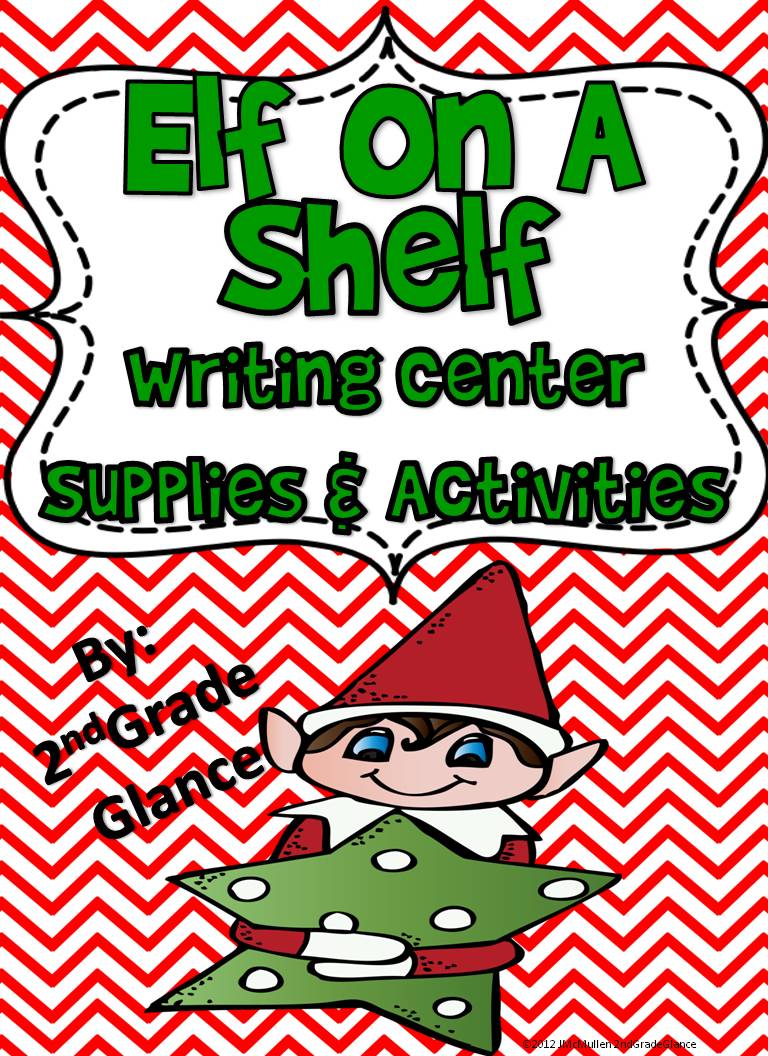 2nd Grade Glance Freebie Elf on Shelf Countdown Bookmark and Writing Center