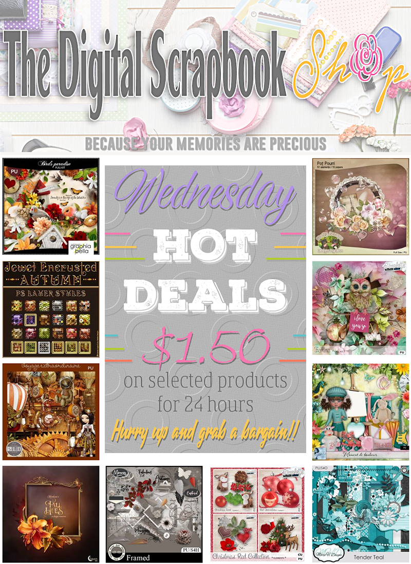 Wednesday Hot Deals at The Digital ScrapBook Shop Scrap and Tubes Designs
