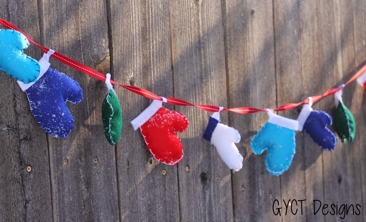 Create your own winter decorations with winter mitten garland.  Make it a keepsake by tracing a child's hand each year to see how they grow.