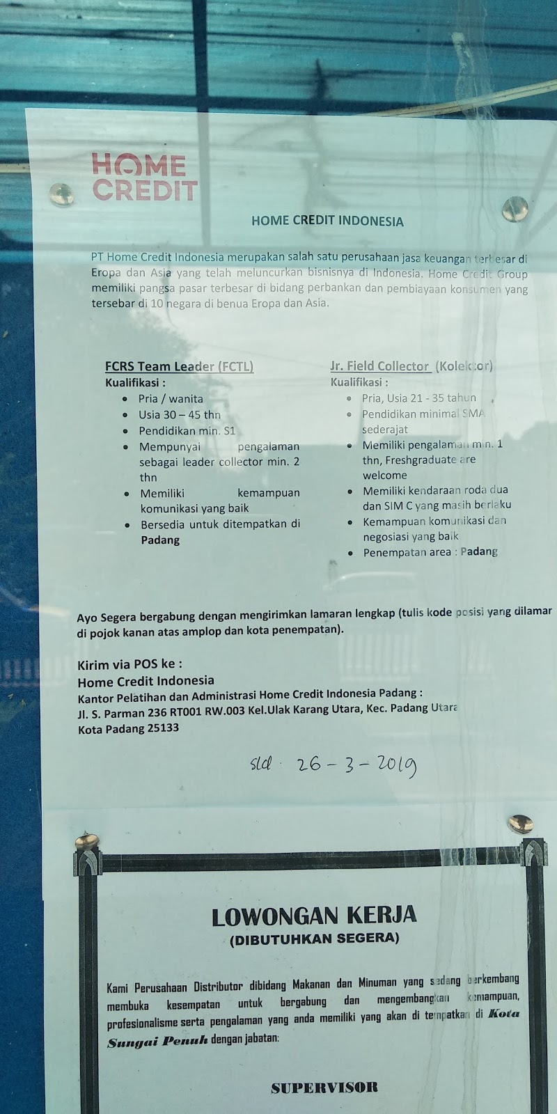 Lowongan Kerja Padang Home Credit Indonesia Adsanjaya