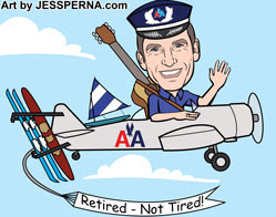 Retirement Caricature for Airline Pilot
