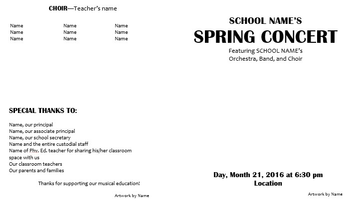 Teaching Elementary Orchestra Template For A Concert Program And 