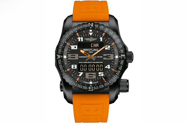 BREITLING NIGHT MISSION frontal naranja detalla blog debajo del reloj