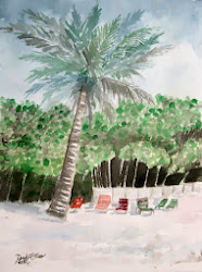 palm trees painting watercolor paintings beach lighthouse island coast anna maria prints florida gulf derek mccrea