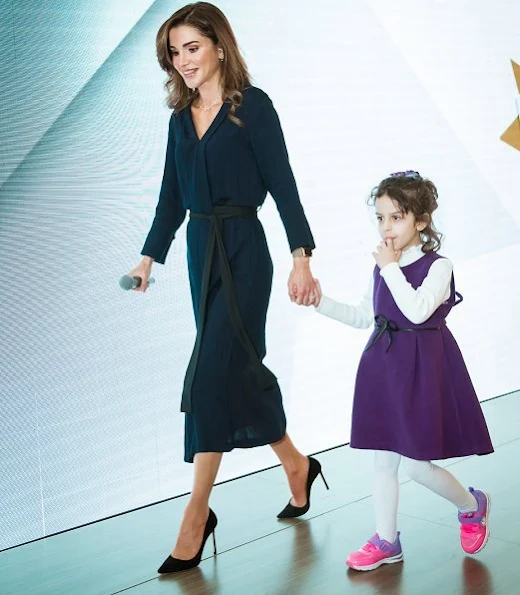 Queen Rania wore Maison Makarem dress,  Jimmy Choo laria shoes and carried  Fendi Bag