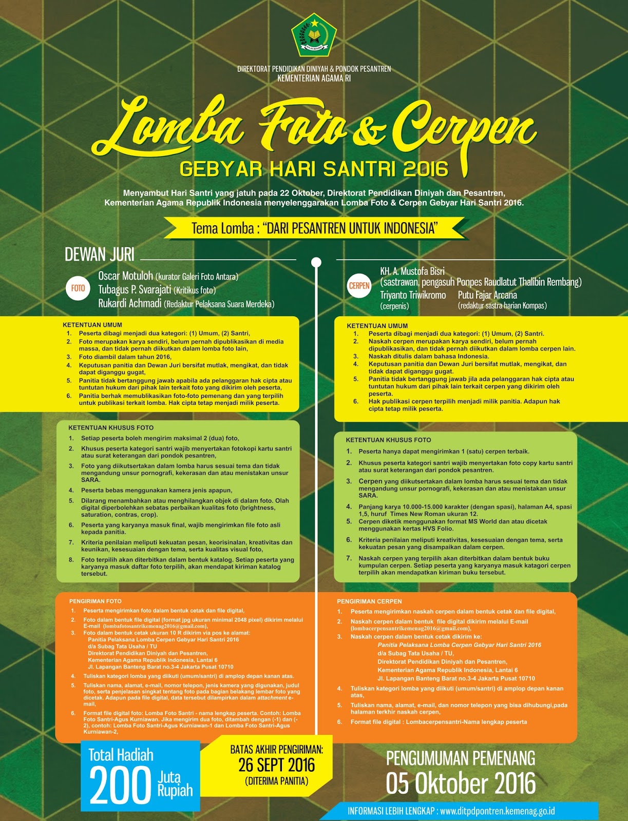 Lomba Foto dan Menulis Cerpen Gebyar Hari Santri 2016 Lomba Foto dan Menulis Cerpen Gebyar Hari Santri 2016