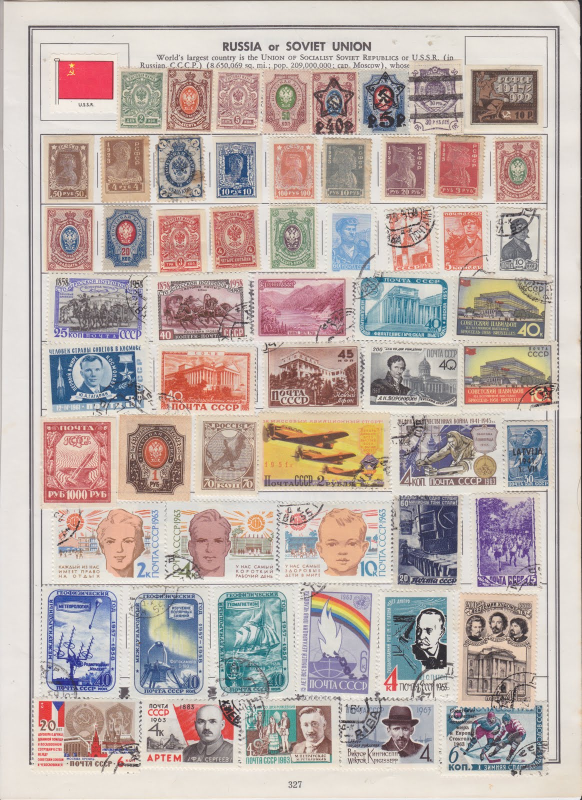 stampscoinsbanknoteresource A Page of Russian Soviet Postage Stamps