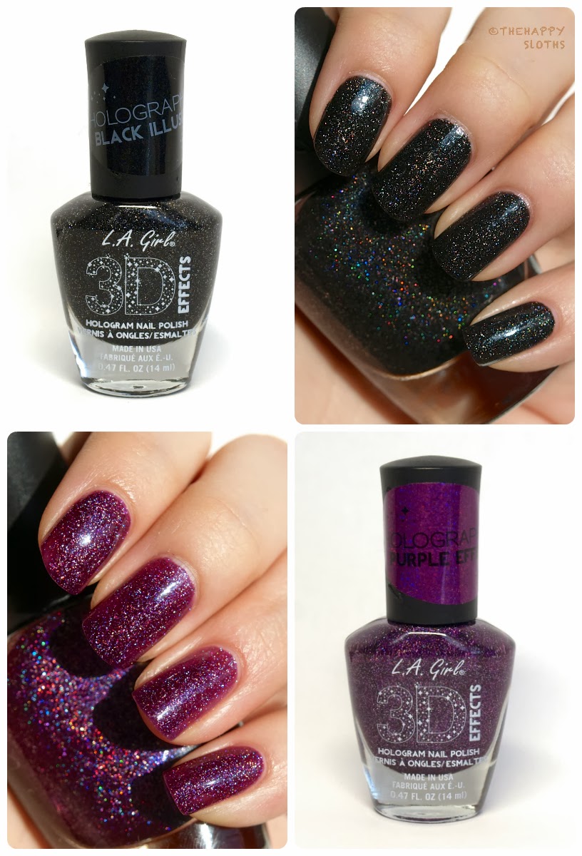 L.A. Girl 3D Effects Hologram Nail Polish in Black Illusion & Purple  Effect: Review and Swatches