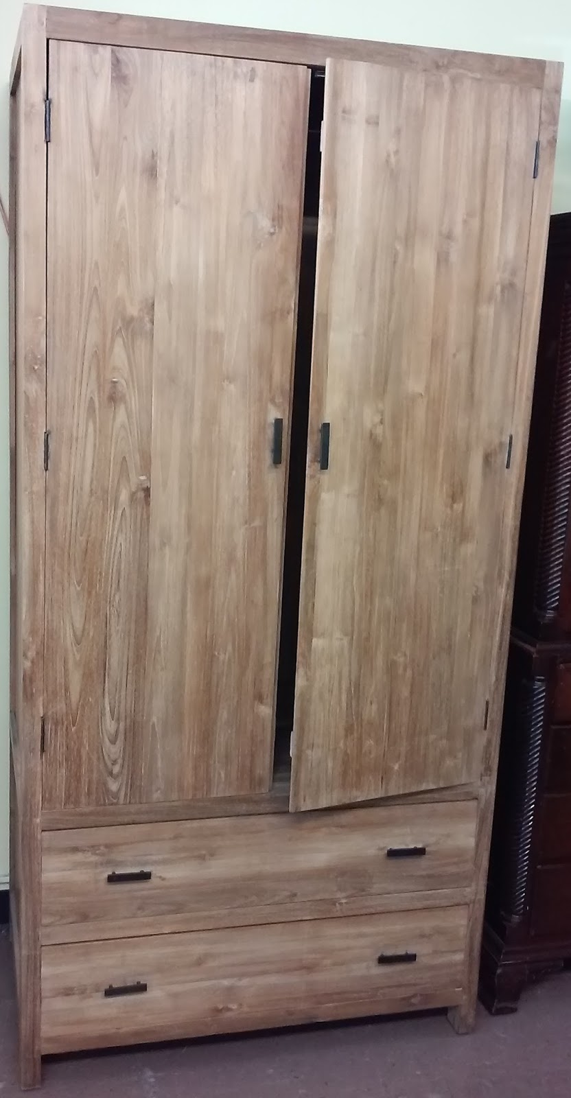 UHURU FURNITURE & COLLECTIBLES SOLD 38" Wide Asian Teak Armoire 275