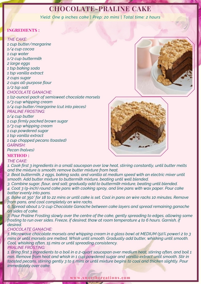 CHOCOLATE-PRALINE CAKE RECIPE
