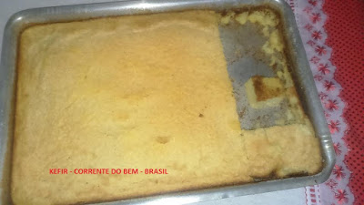 BOLO DE FUBÁ MOLHADINHO COM LEITE DE KEFIR  ( LOW CARB)