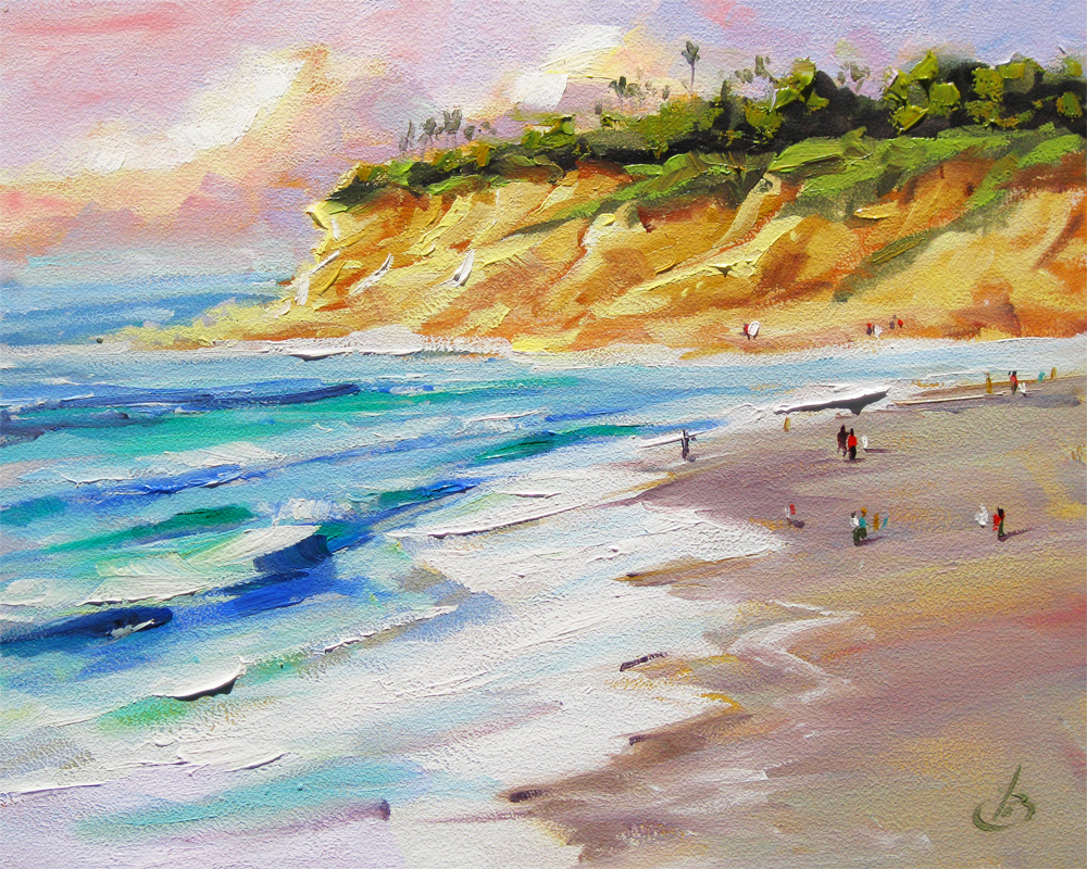 TOM BROWN FINE ART LAGUNA BEACH, OCEAN, 8x10 CALIFORNIA IMPRESSIONIST