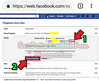 cara menghapus email facebook yang tersimpan