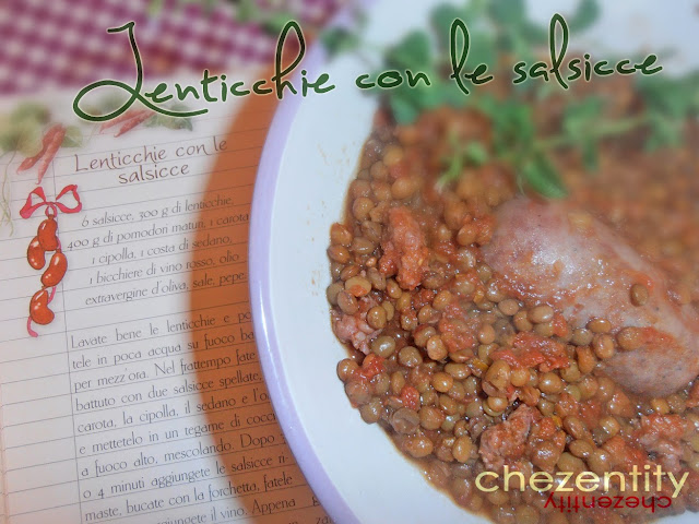 lenticchie con le salsicce per l'italia nel piatto