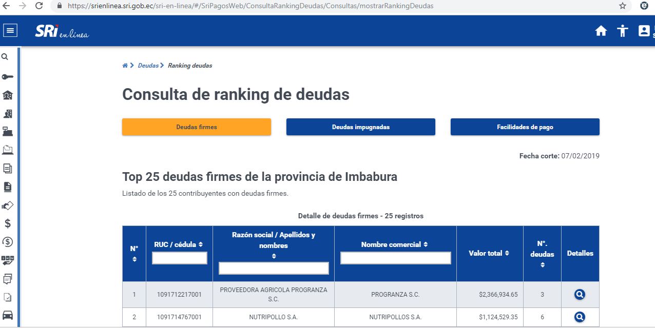 Informatica Y Docencia Sri Consulta De Ranking De Deudas