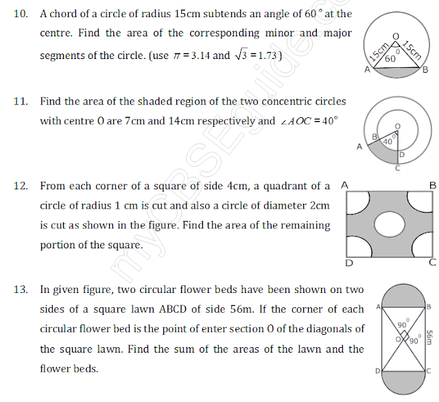 Study notes for Delhi Public school: Area Related to Circles Class 10